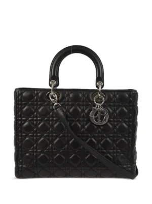 Dior LadyDior 黒 ナイロン キルティング クラッチ ショルダーΩ