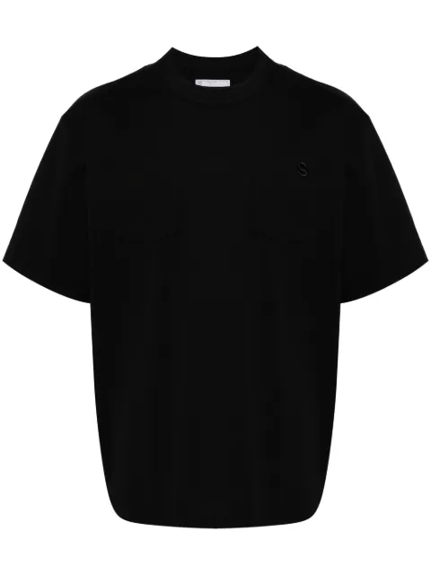 sacai logo-embroidered T-shirt