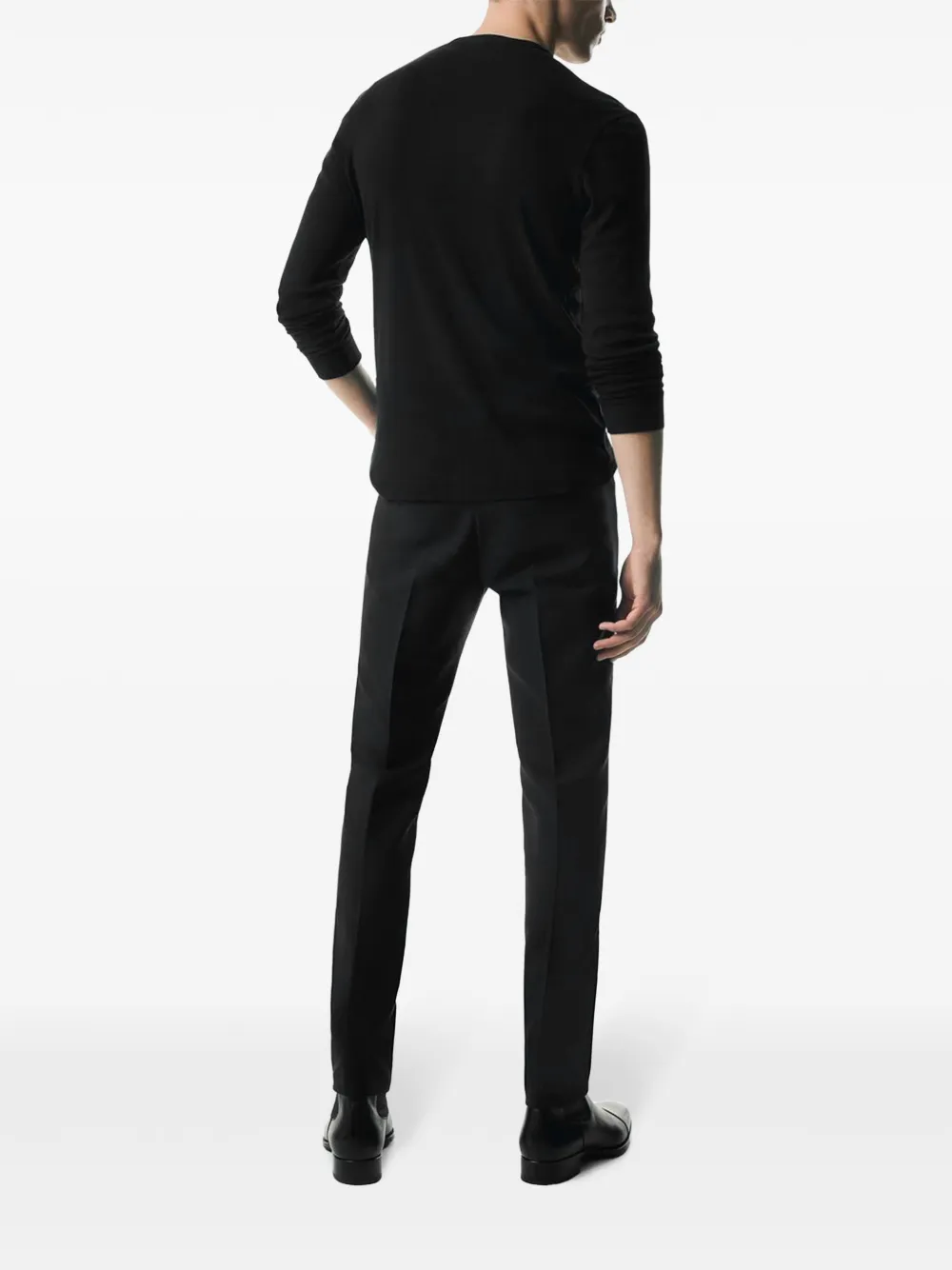 TOM FORD Fijngeribbeld T-shirt Zwart