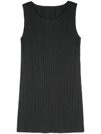 PLEATS PLEASE ISSEY  Sleeveless Fringe one piece Mini dress PP83-JH616 black 2