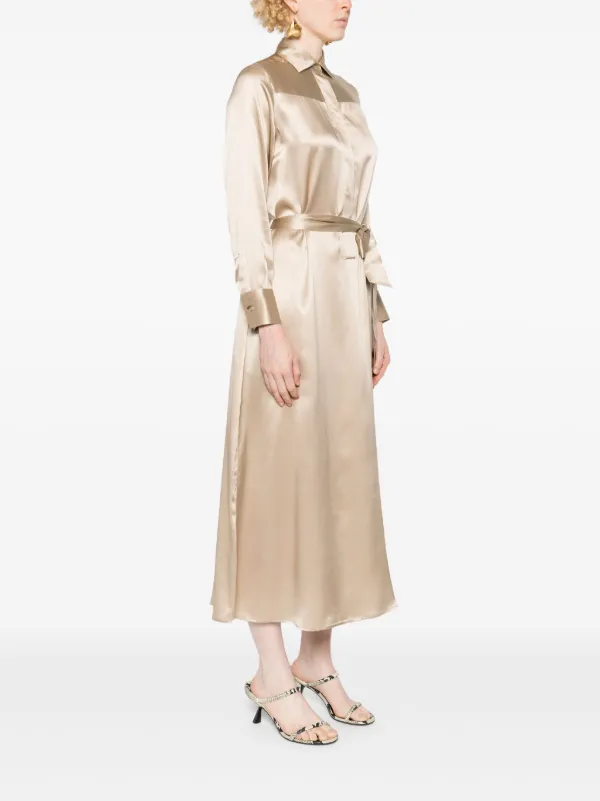 Kiton classic-collar Silk Shirtdress | Neutrals | FARFETCH