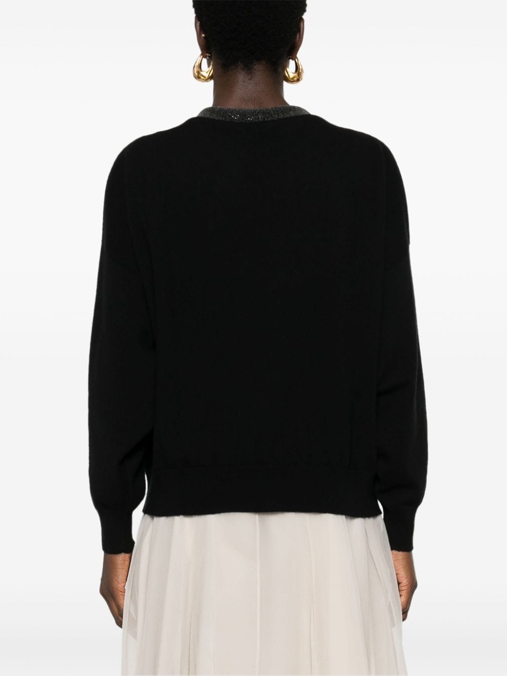 Shop Brunello Cucinelli Monili-detail Cashmere Jumper In Black