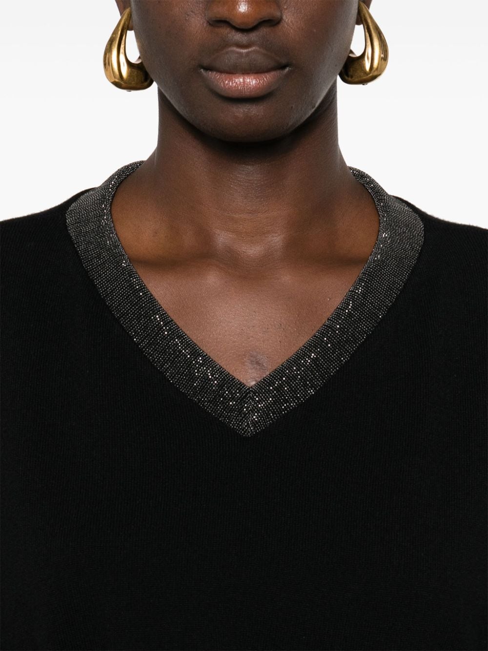 Shop Brunello Cucinelli Monili-detail Cashmere Jumper In Black