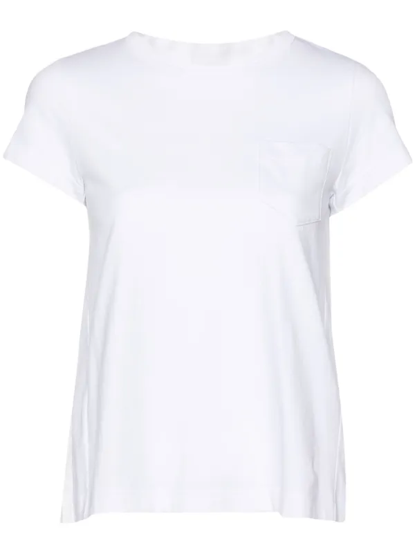 Sacai Knife-pleats Crew-neck T-shirt in White