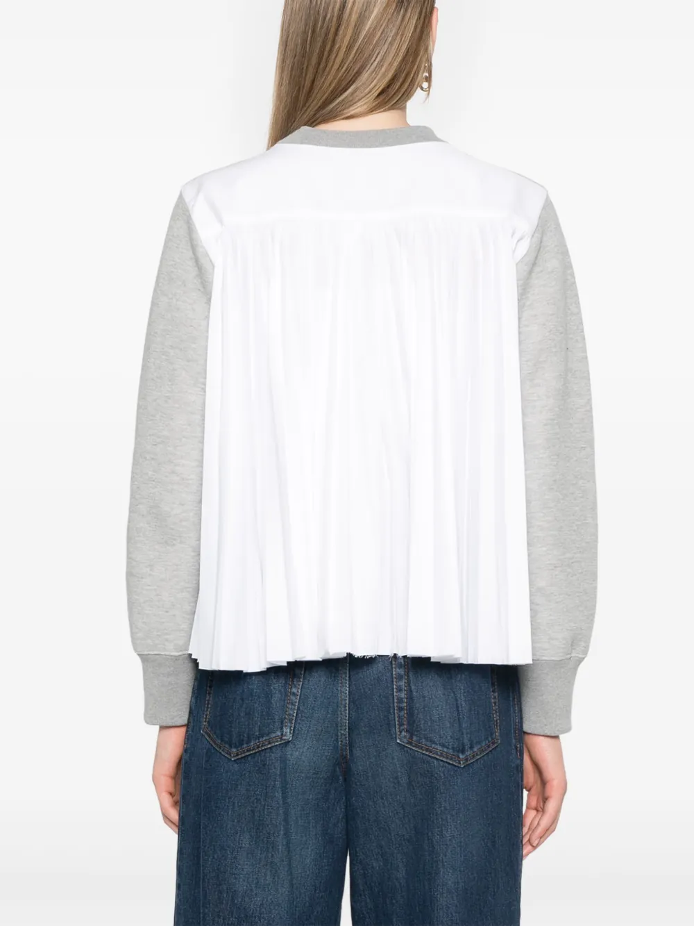 sacai Sweater met plooien en ronde hals Grijs