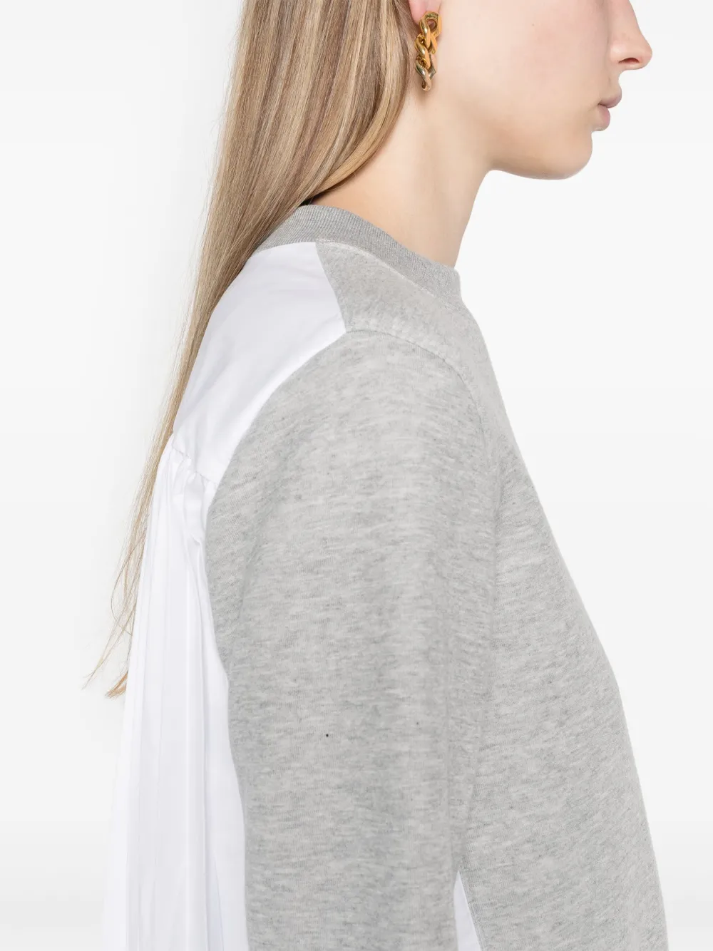 sacai Sweater met plooien en ronde hals Grijs