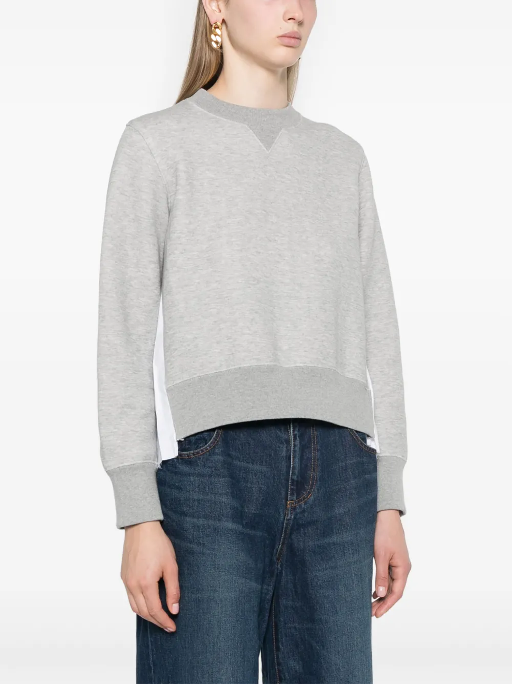 sacai Sweater met plooien en ronde hals Grijs
