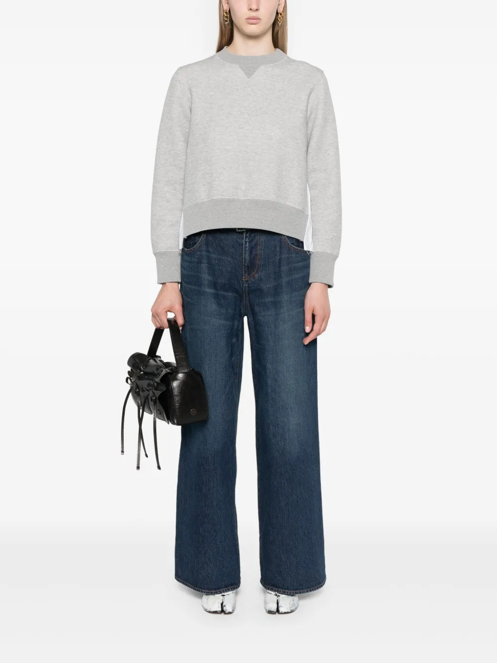 sacai Sweater met plooien en ronde hals - Grijs