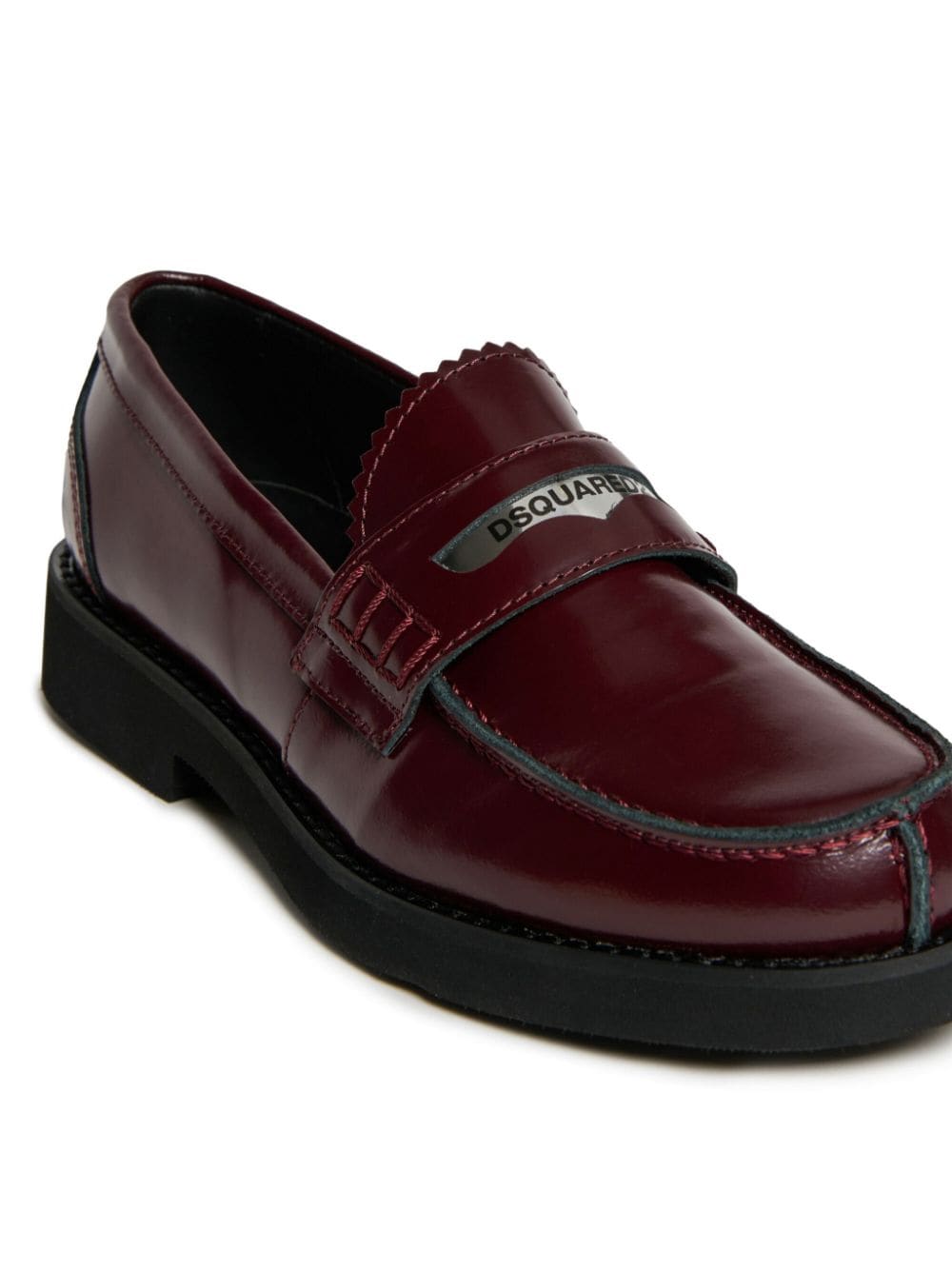 Shop Dsquared2 Logo-plaque Leather Loafers In Brown