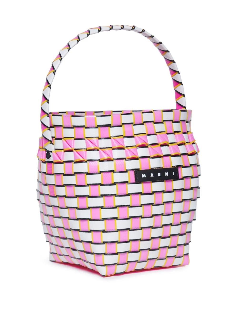 Marni Woven-design Bucket Bag In Pink