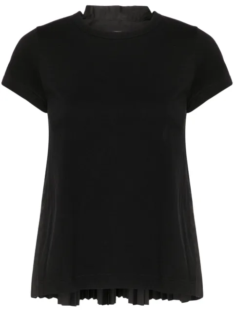 sacai knife-pleats crew-neck T-shirt