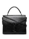 Saint Laurent Pre-Owned 2019 Medium Crocodile Embossed Cassandra Top Handle Bag satchel - Black