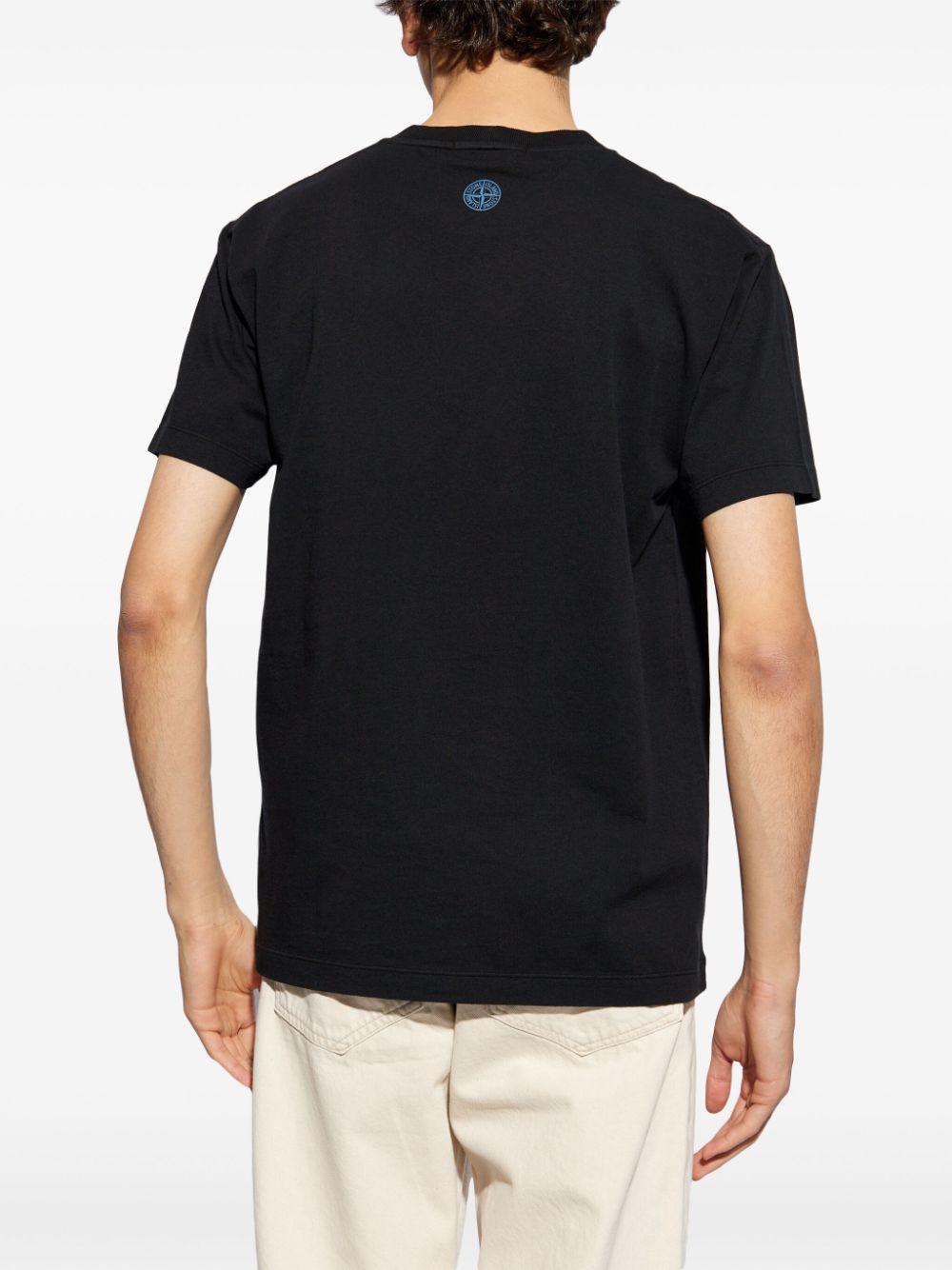 Shop Stone Island Compass-print Cotton T-shirt In Black