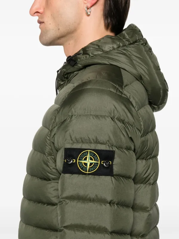 Stone Island Compass badge Puffer Jacket Green FARFETCH UK