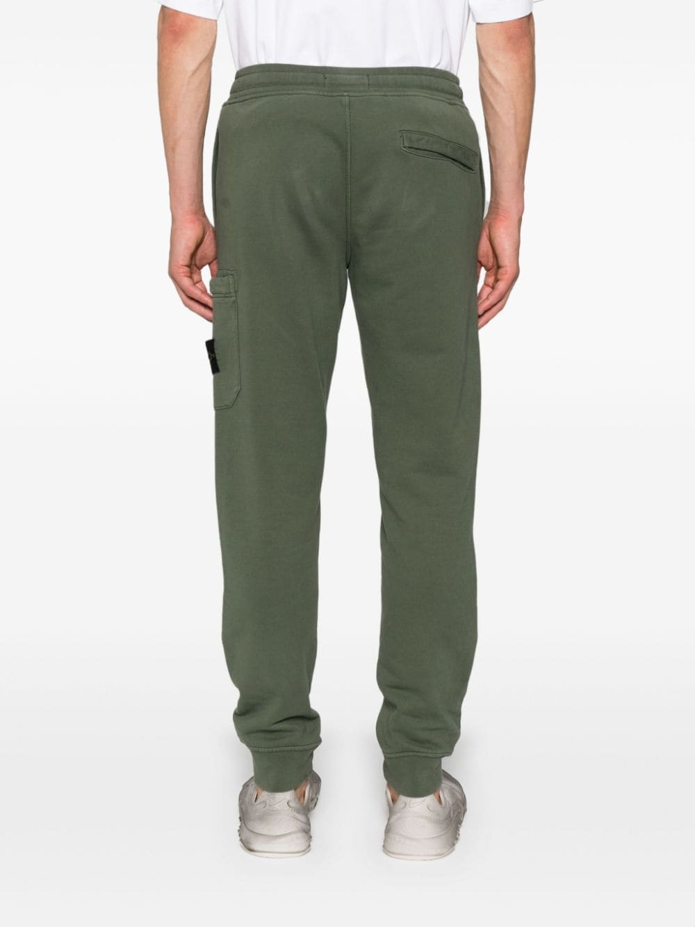 Shop Stone Island Compass-badge Tapered Trousers In Green