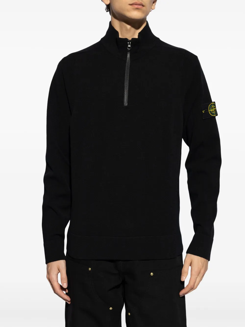 Stone Island Sweater met Compass-logopatch Zwart