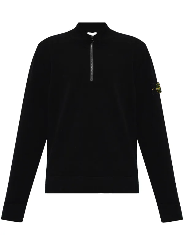 Stone Island Compass motif Wool Sweatshirt Black FARFETCH UK