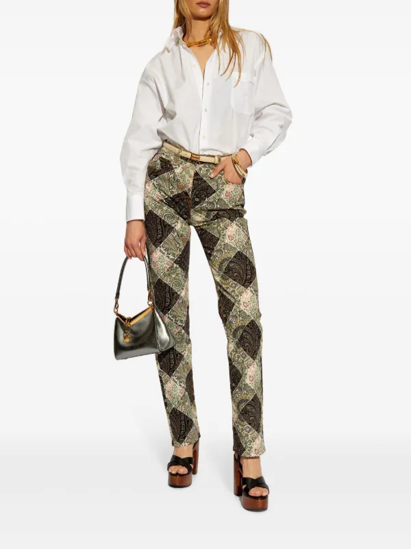 デニム・ジーパン Etro Paisley Print Jeans ETRO Denim-jacquard high-rise wide-leg jeans | NET-A-PORTER