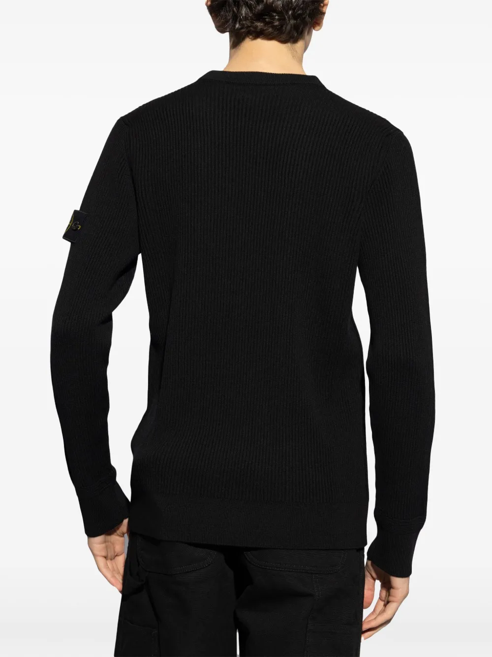 Shop Stone Island Compass-motif Wool Jumper In 黑色