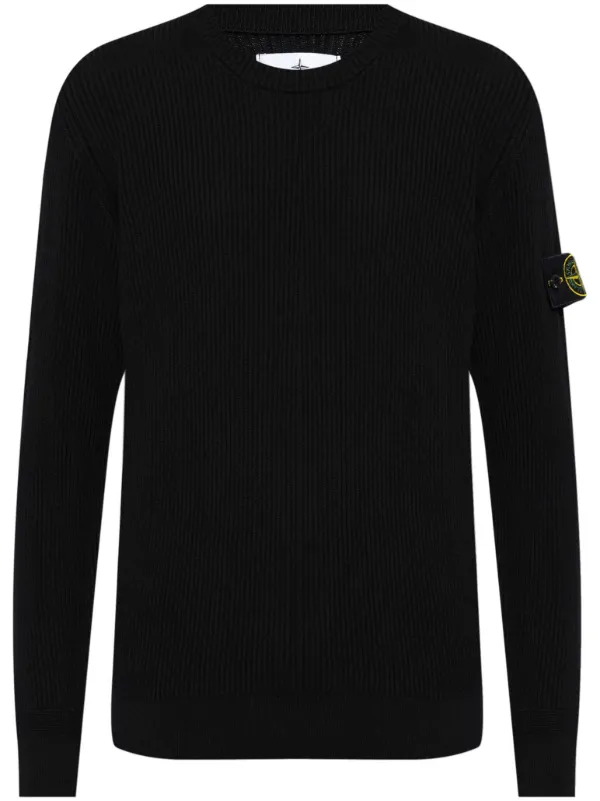 Stone Island Compass motif Wool Jumper Black FARFETCH UK