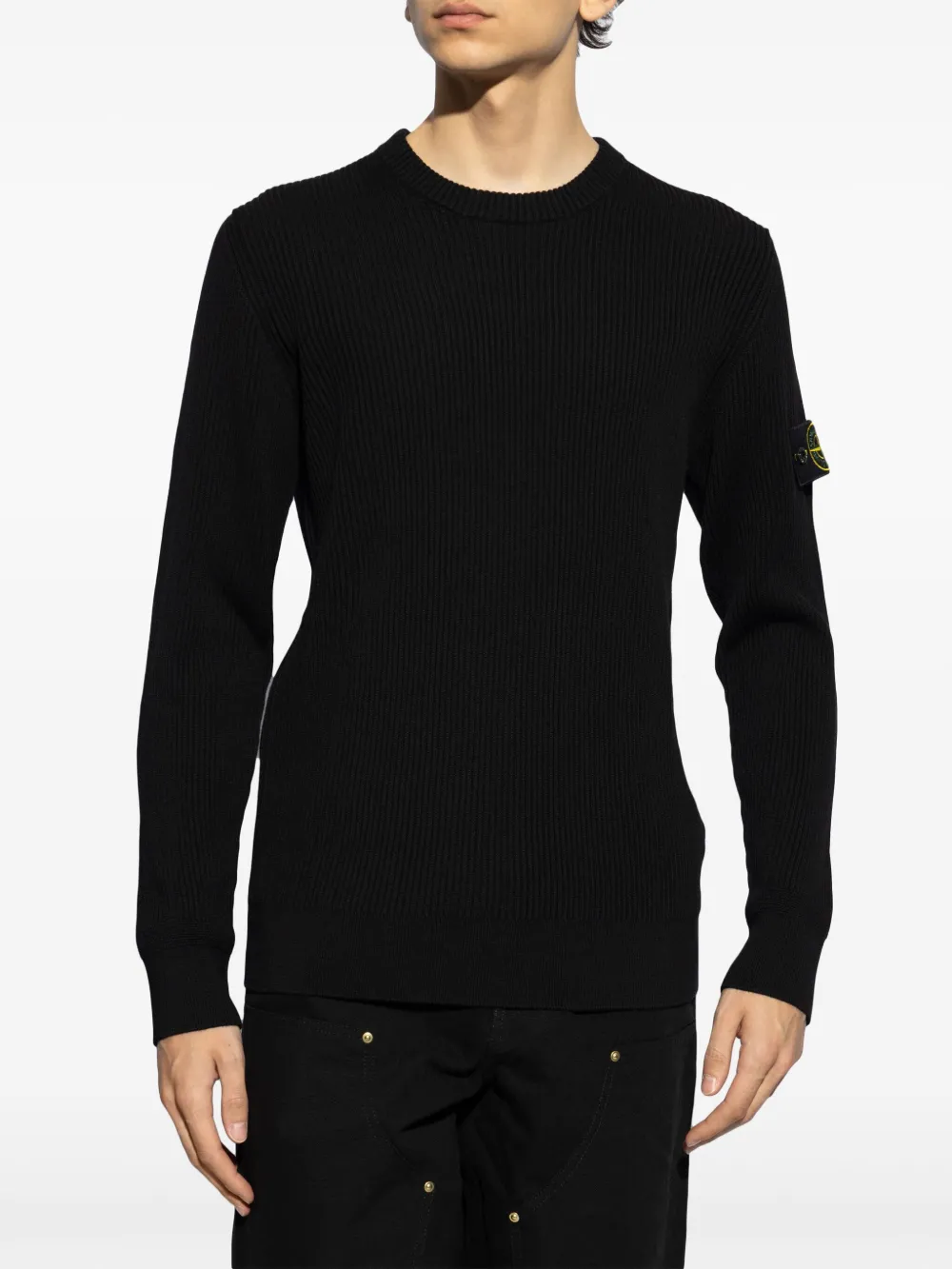 Shop Stone Island Compass-motif Wool Jumper In 黑色