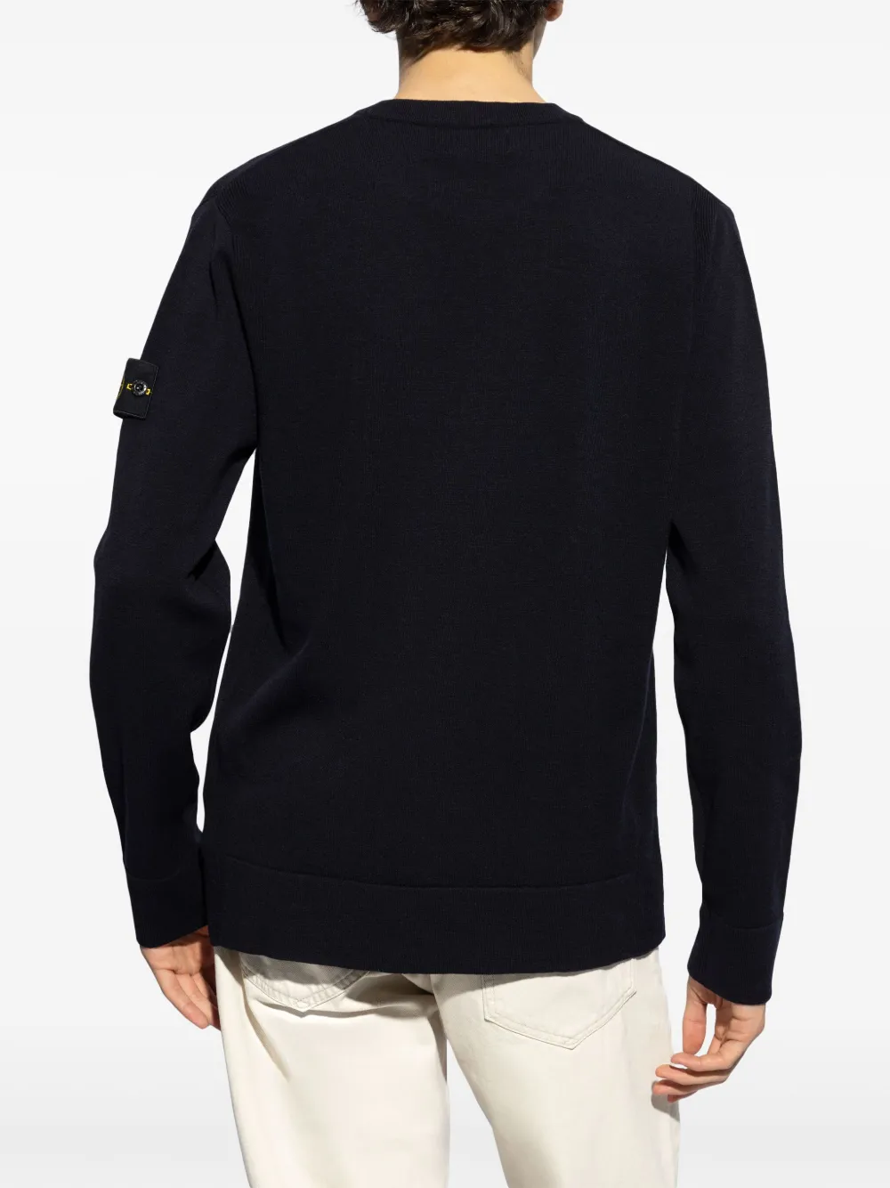 Shop Stone Island Compass-motif Wool Sweatshirt In 蓝色