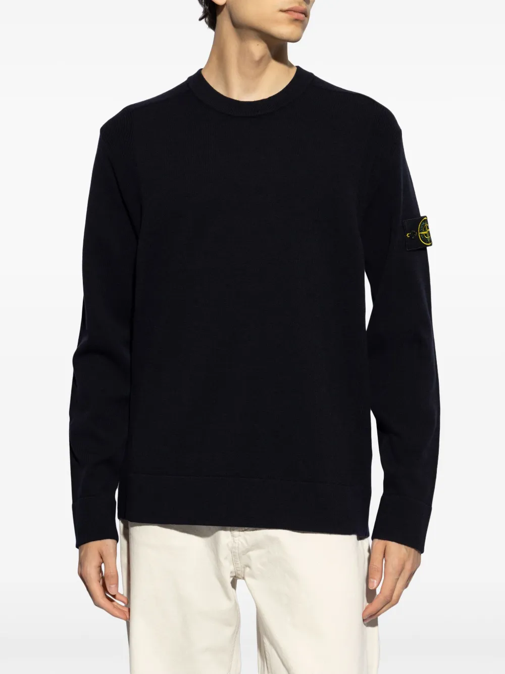 Shop Stone Island Compass-motif Wool Sweatshirt In 蓝色