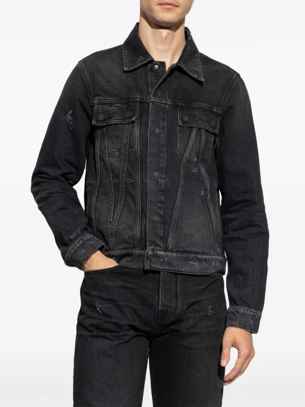AMIRI ダメージ デニムジャケット | ブラック | FARFETCH JP AMIRI ダメージ デニムジャケット | ブラック | FARFETCH JP
