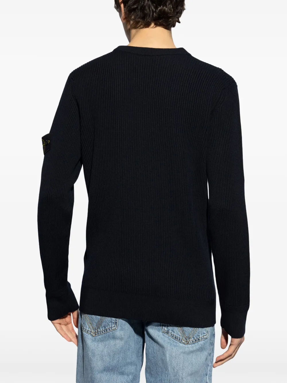 Shop Stone Island Compass-motif Wool Jumper In 蓝色