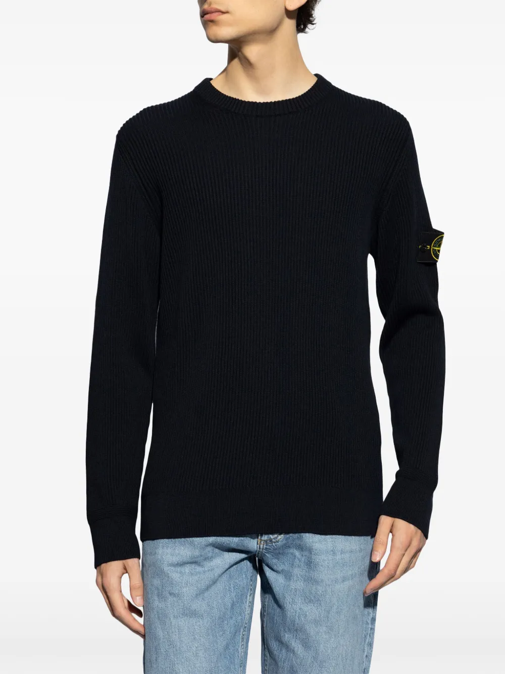 Shop Stone Island Compass-motif Wool Jumper In 蓝色