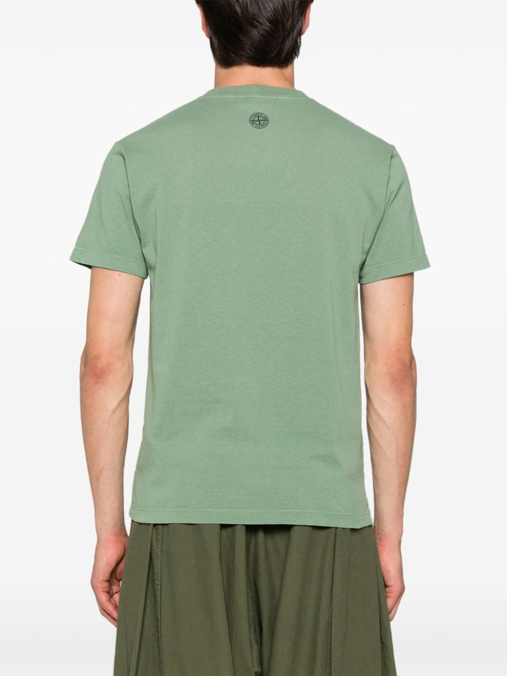 Shop Stone Island Logo-embossed Cotton T-shirt In Green