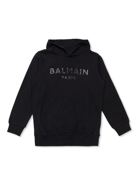 Balmain Kids logo-appliqué cotton hoodie