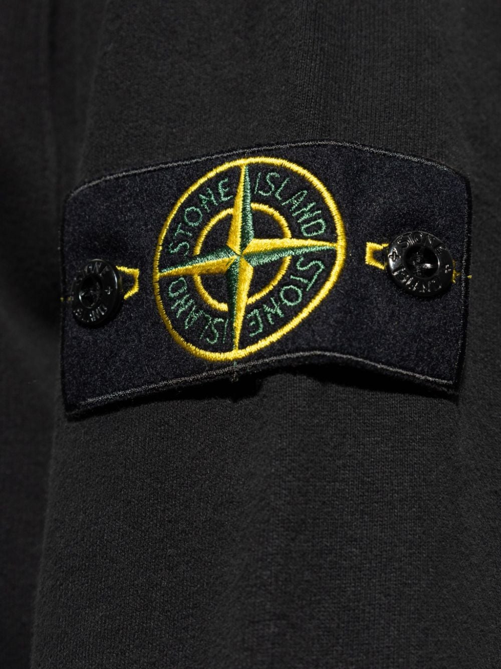 Shop Stone Island Compass-motif Cotton Hoodie In Black