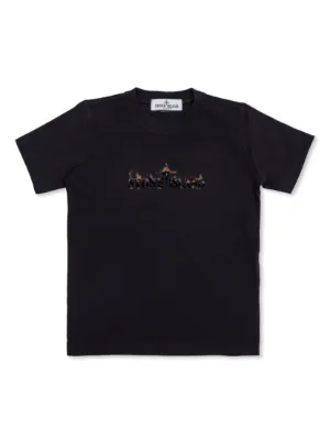 Stone Island Junior crew-neck logo-print T-shirt | Black | FARFETCH BN