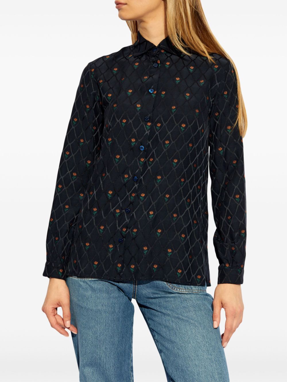 ETRO floral diamond grid shirt Women