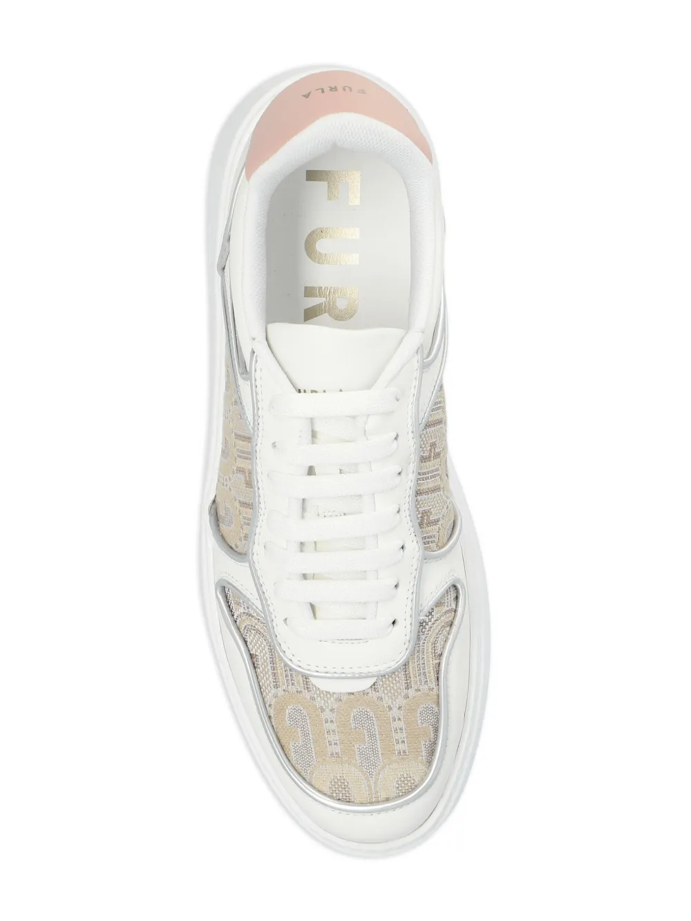 Furla panelled lace-up leather sneakers White