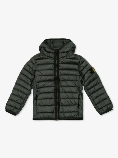 Stone Island Junior logo-patch hooded quilted jacket