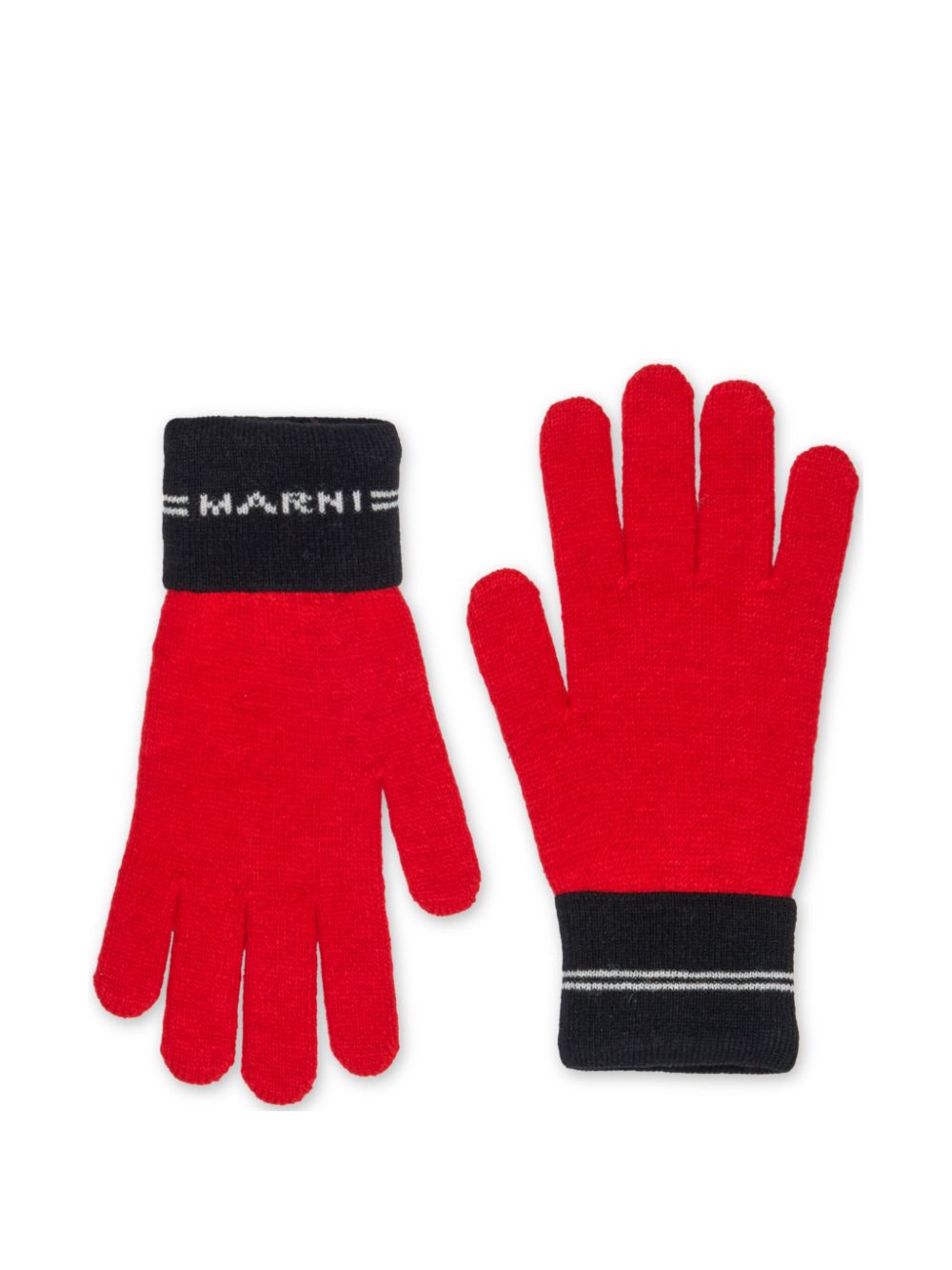 Marni Kids logo-intarsia gloves - Red