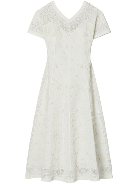 Tory Burch embroidered linen midi dress Women