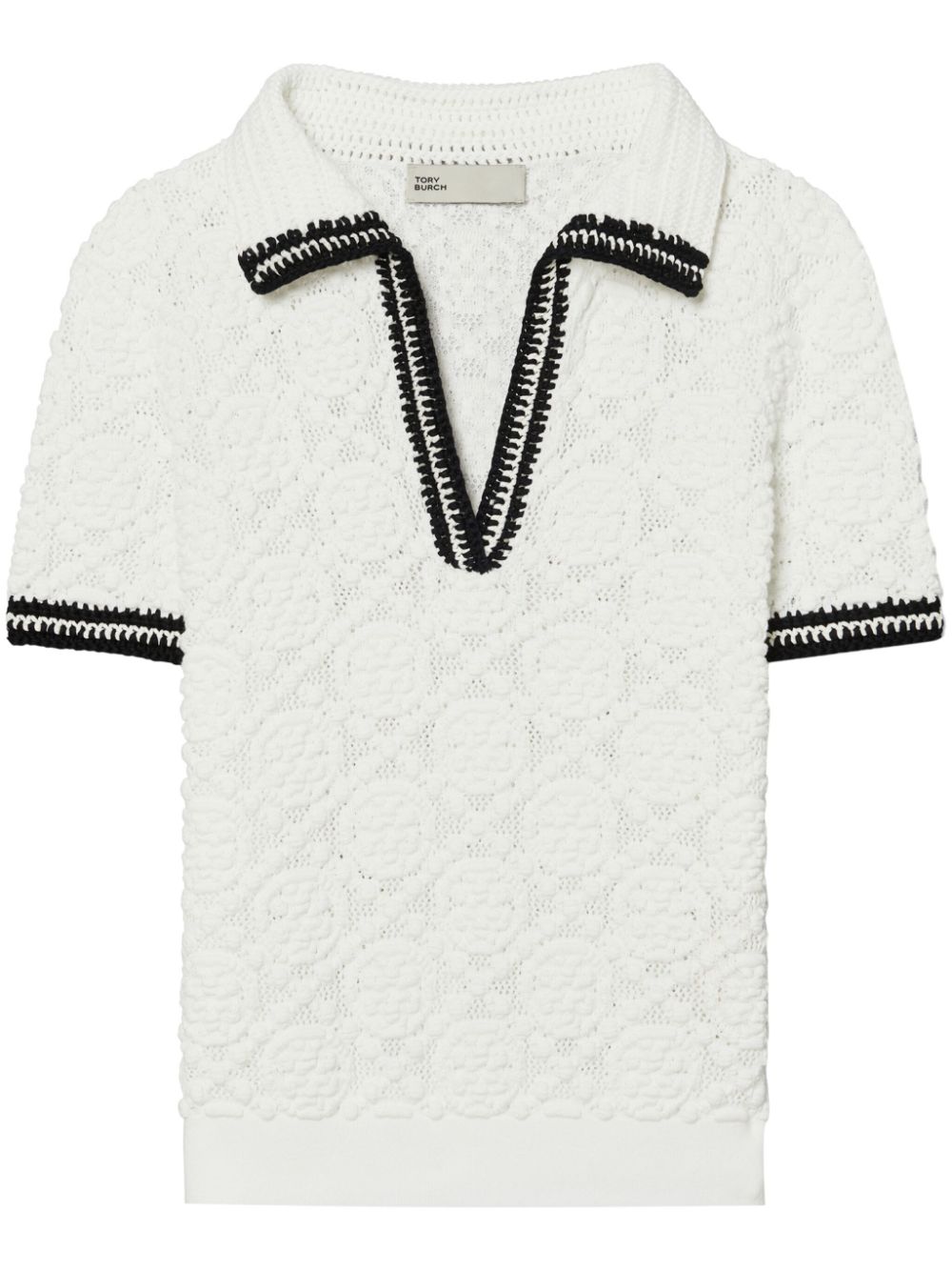 Tory Burch pointelle-knit polo shirt - White