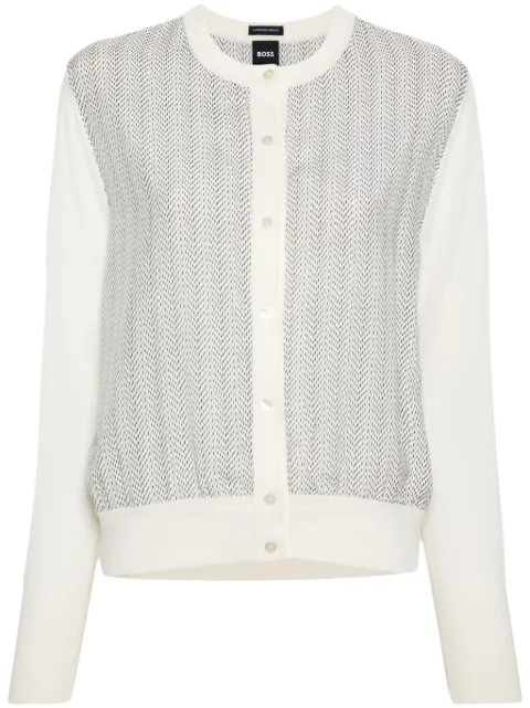 BOSS knitted-edge panelled jacket