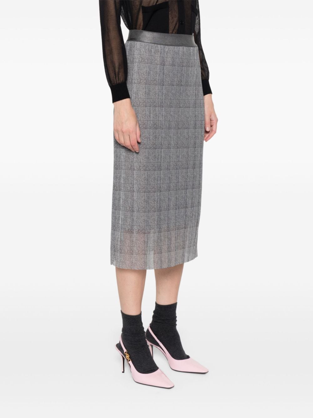 Shop Hugo Boss Check-pattern Midi Skirt In Grey