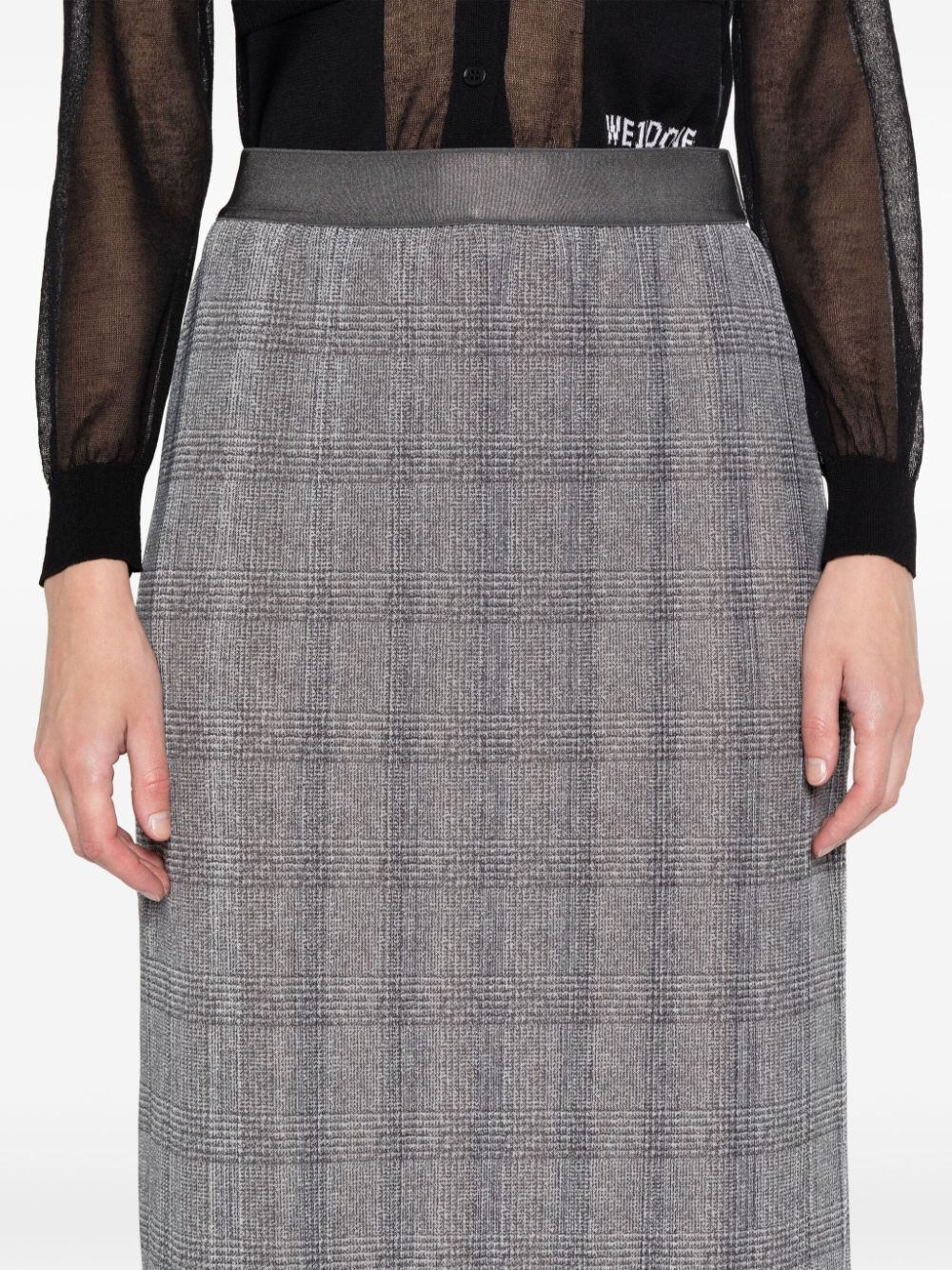 Shop Hugo Boss Check-pattern Midi Skirt In Grey