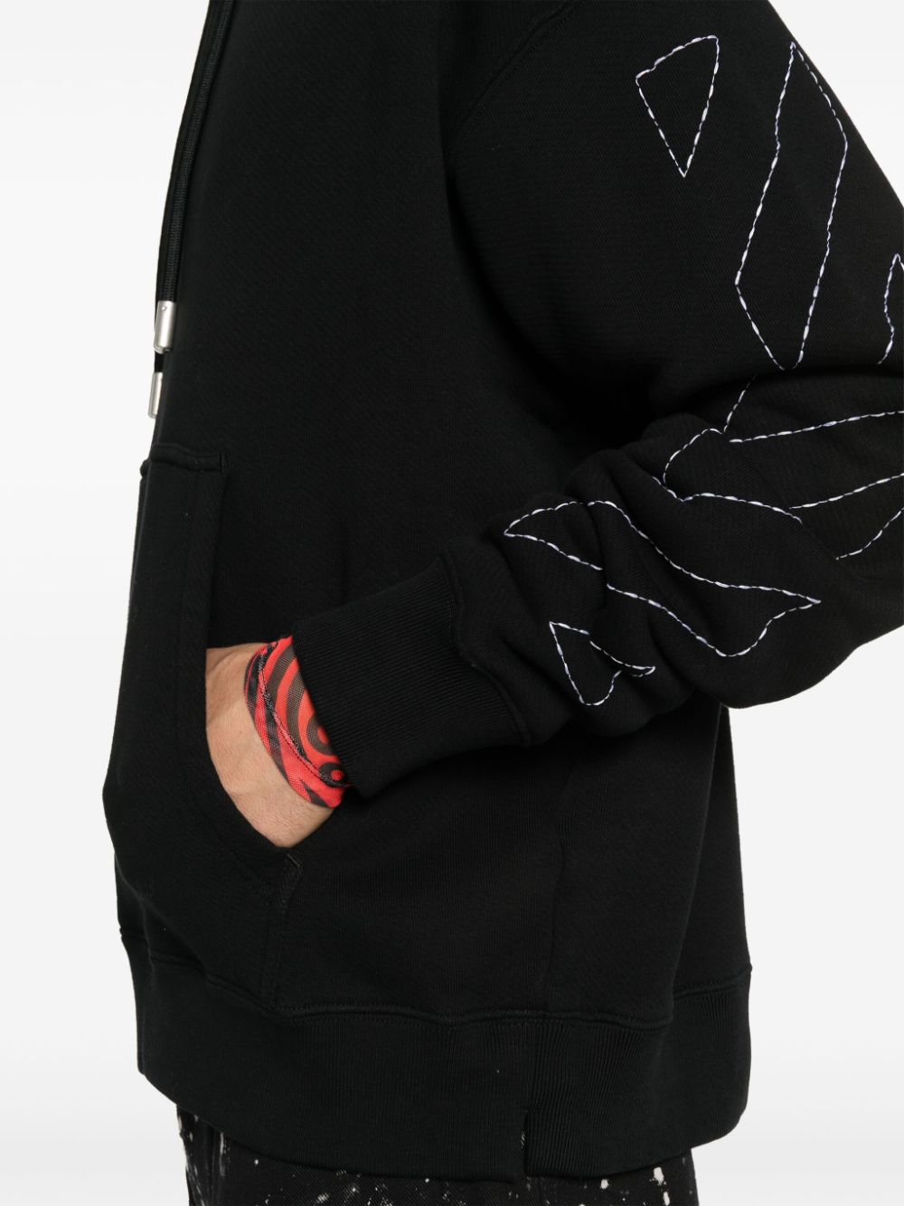 Off-White embroidered-logo cotton hoodie Men