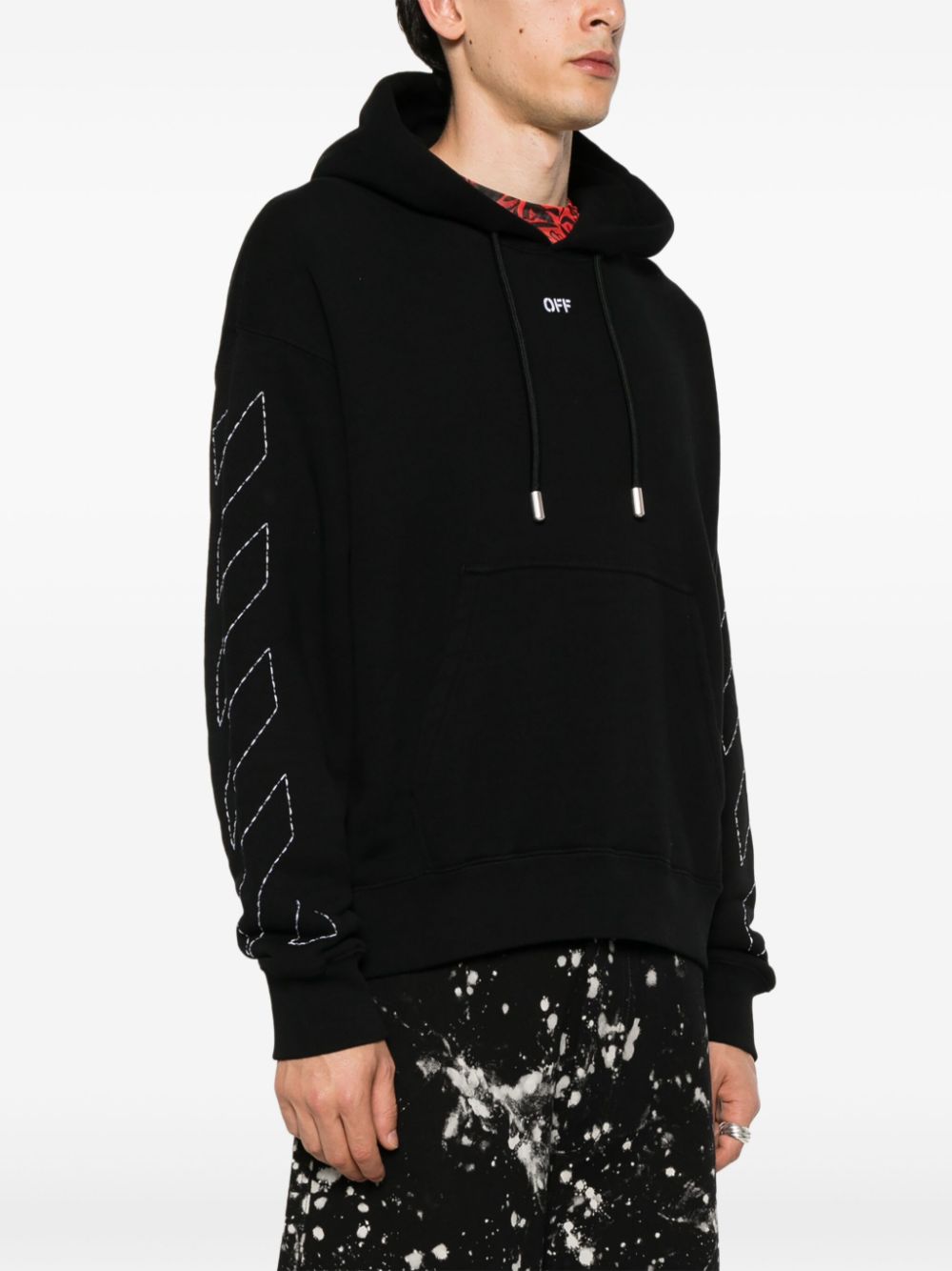 Off-White embroidered-logo cotton hoodie Men