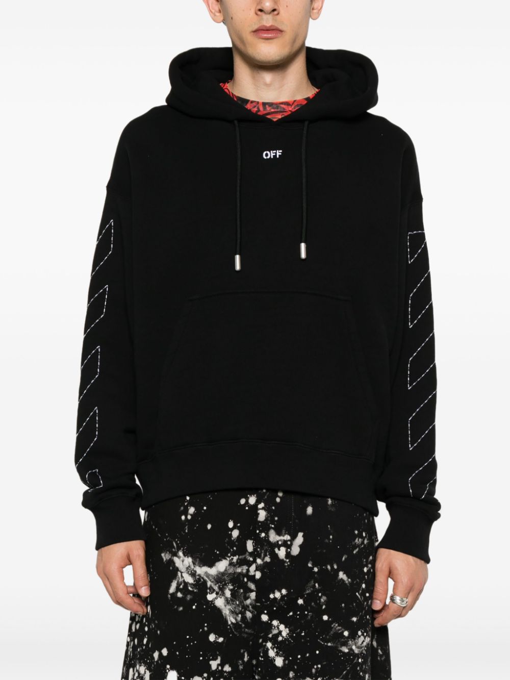 Off-White embroidered-logo cotton hoodie Men