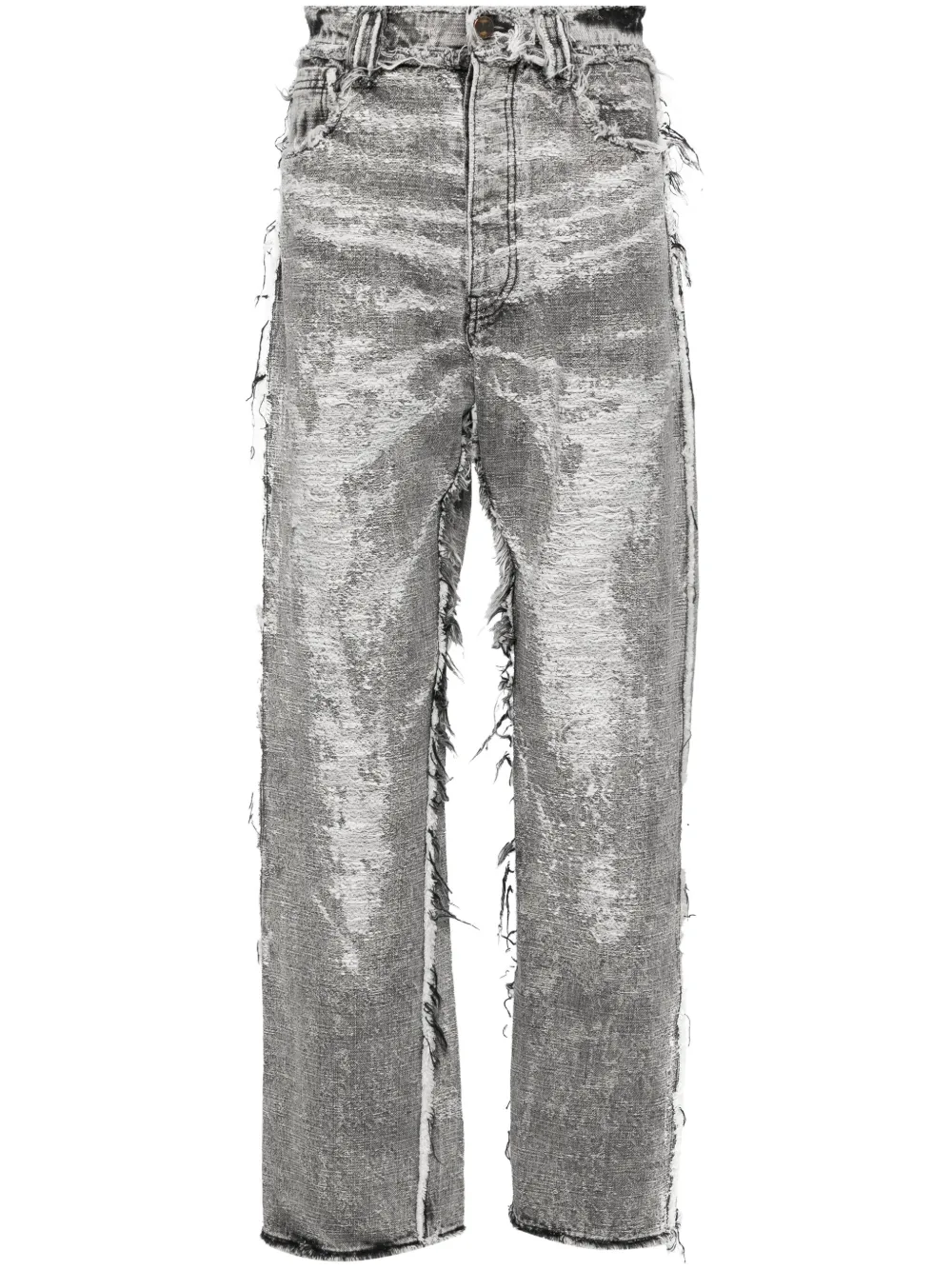 Taakk distressed effect straight-leg denim | Black | Image 1