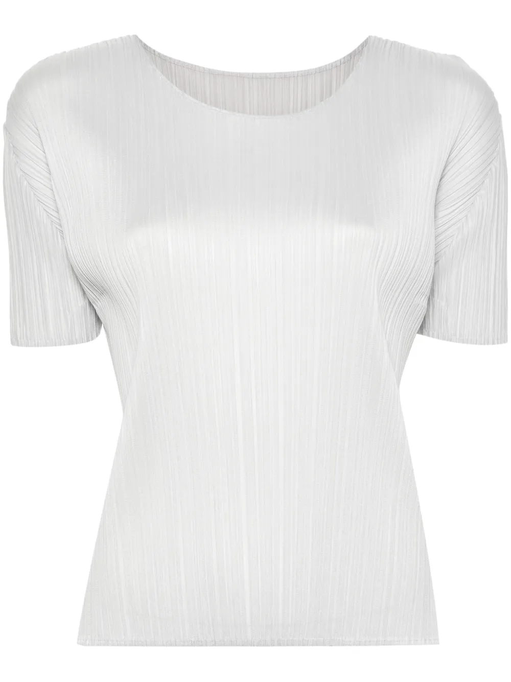 Issey Miyake Basics High-neck Pleated Woven Jersey Top In Grey