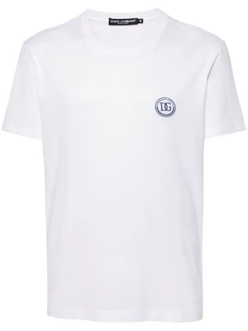 T-shirt en coton à logo brodé - Dolce & Gabbana - Modalova