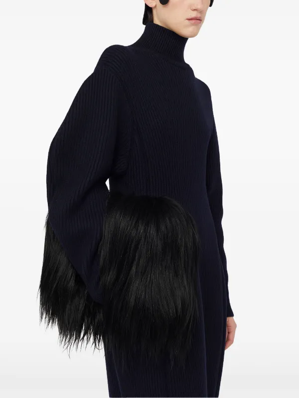 Jil Sander Goji Pillow Hairy Medium Clutch Bag | Black | FARFETCH